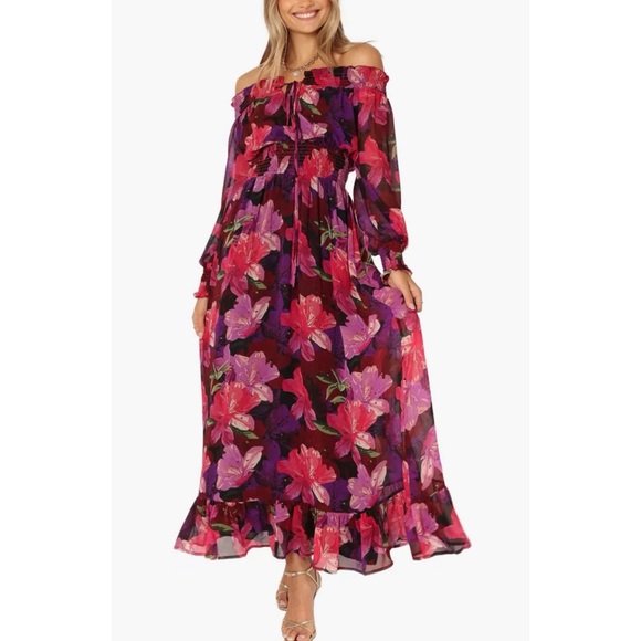 PETAL & PUP NWT Luanne Floral Off the Shoulder Long Sleeve Maxi Dress - Picture 15 of 15